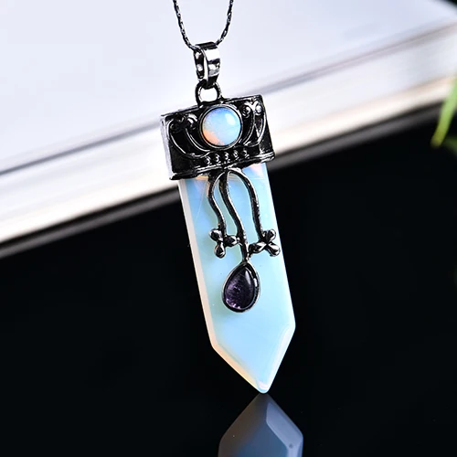 Opal 1 шт. Модный кулон из натурального хрусталя розовый кварц аметист Магический кристалл используется для вечерние DIY подарок пара подарок - Цвет: Opal