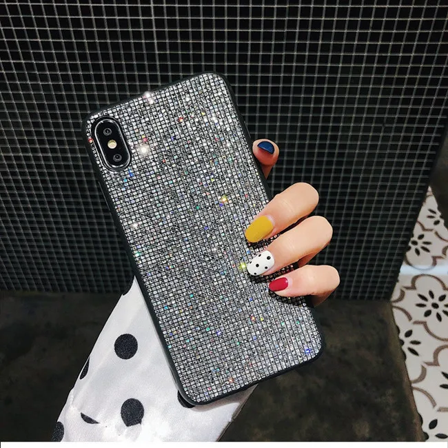 Серый YOACHEY блестящий чехол для iPhone X, 7, 8, 6 S, 6 S Plus, роскошный блестящий Блестящий Алмазный чехол для телефона, для iPhone XR, XS, Max, чехол для девочки, Fundas - Цвет: Серый