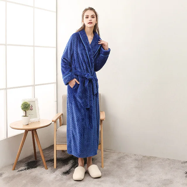 

Bath Robe Long Winter Thick Flannel Robe for Men and Women Plus Size Belt Bathrobe Bathrobe Long Sleeve V-neck Sleepwear Clothes