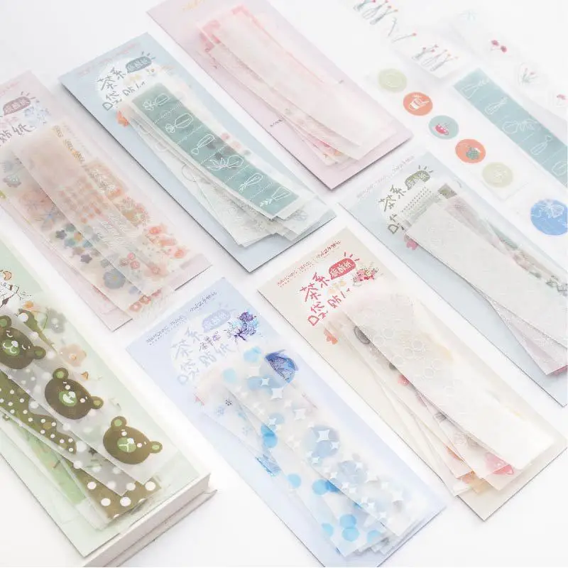 

11pcs/set Tea style Sulfuric Acid Paper Retro Translucent Decorative Stationery Sticker Scrapbooking DIY Diary Album Stick Lable