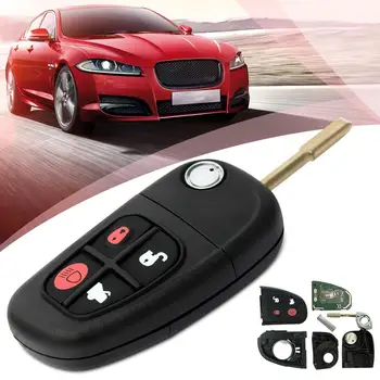 

433MHz Car Folding Flip Remote Key Case 4D60 chip circuit board 4 Buttons FOR Jaguar XJ XJR X-Type 2002-2008 S-Type 1999-2009