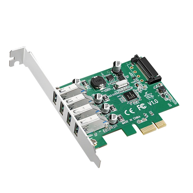Высокое качество 5 Гбит/с 4 порта USB 3,0 концентратор для PCI-E PCI express 1X расширения Riser Card с SATA разъем питания