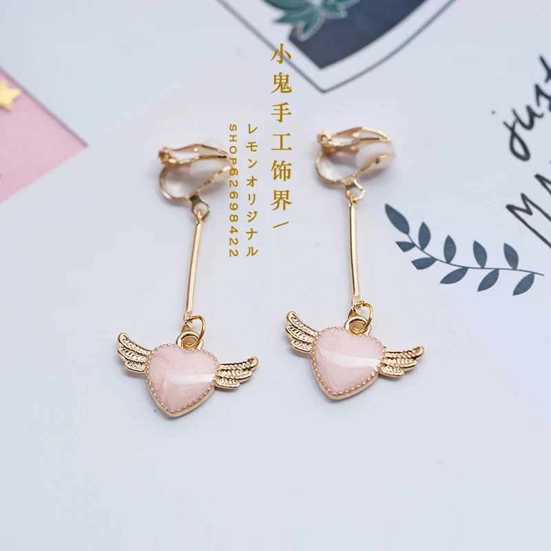 Pair of ear hooks Розовый синий цвет мечты японский ручной заколка в виде бантика мягкой сестра лук аксессуары для волос головной убор в стиле "Лолита" - Цвет: Pair of ear hooks