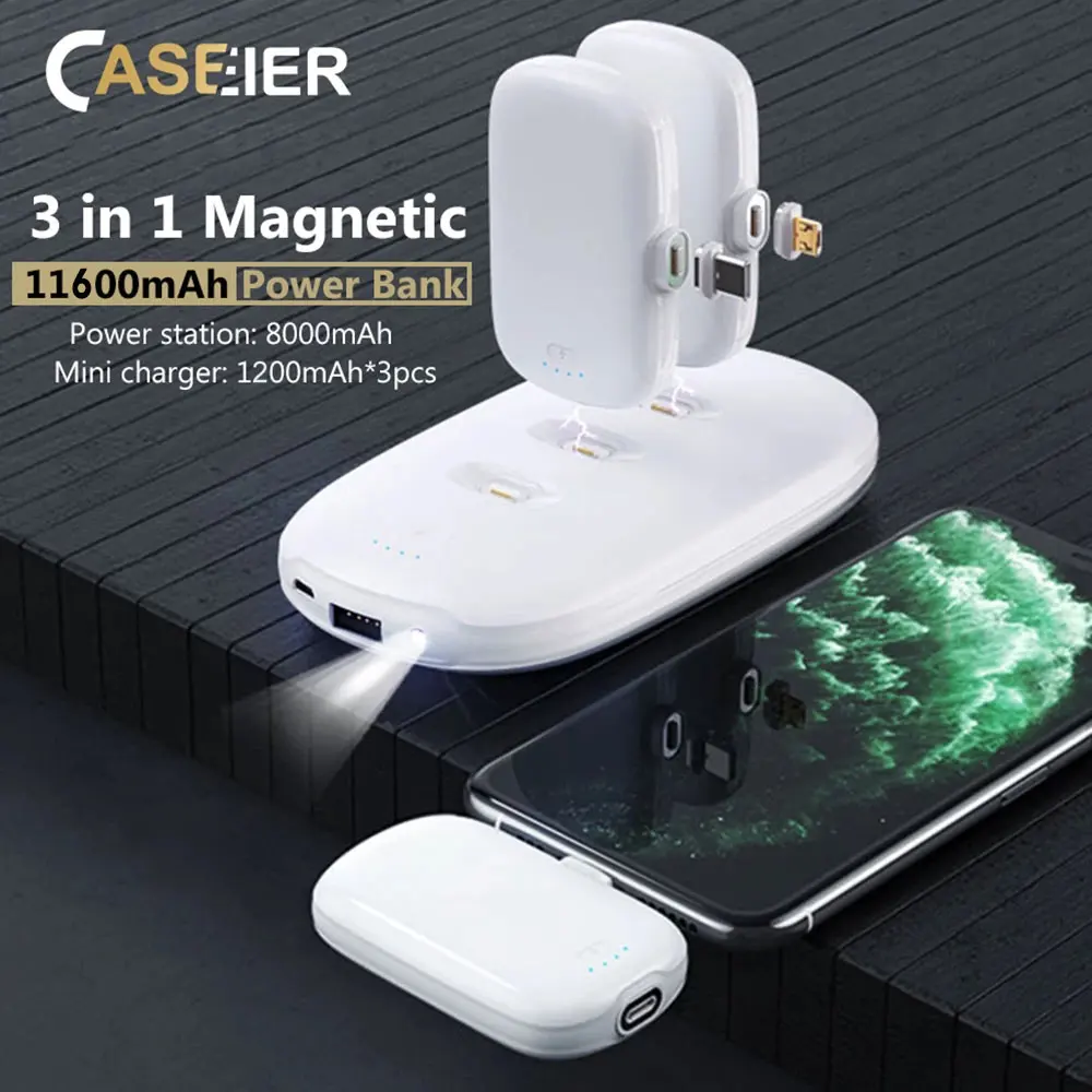 CASEIER 4 шт Мини банк питания Магнитный 11600 mAh портативное зарядное устройство для