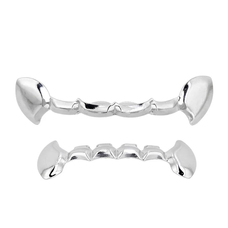 Teeth Jewelry Silver /Gold Teeth Grillz Hip hop Teeth Drip Grills Dental Top&Bottom Grill Tooth Caps Cosplay Party Body Jewelry - Окраска металла: silver