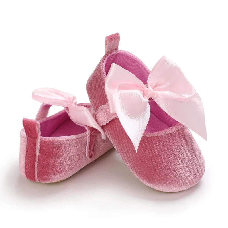 Infant Newborn Baby Girls Princess Non-Slip Floral Border Shoes Toddler Baby Soft PU Leather Prewalker Shoes Solid First Walkers