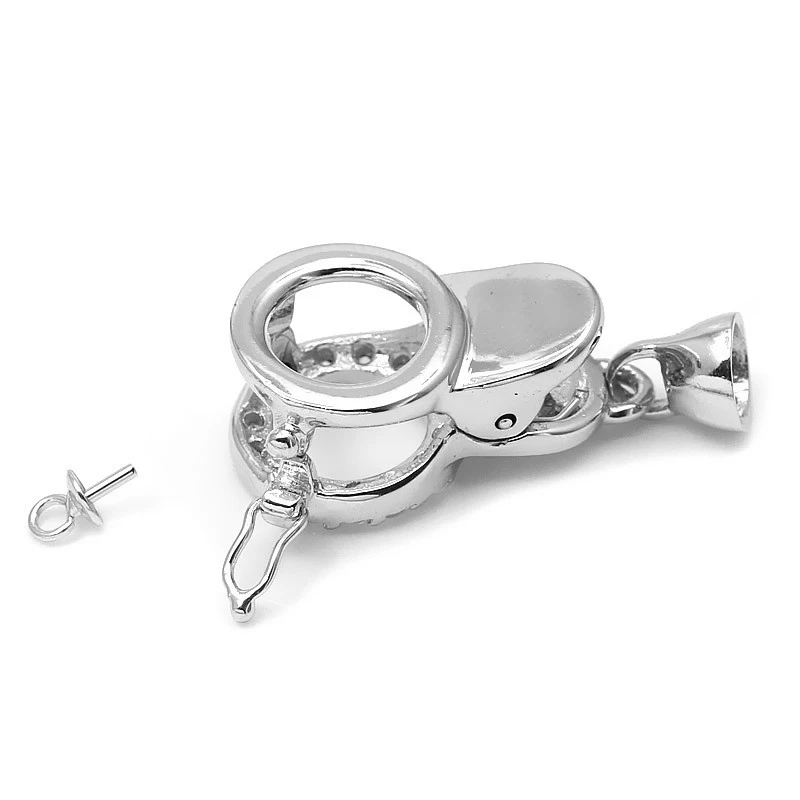 925 Silver Pendant Connector Clasp Double Insurance Pearl Necklace Sterling Silver Spring Ring Clip Clasps Wholesale SC-MC026