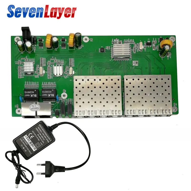 Оптический коммутатор 8 SFP solt 2 RJ45 гигабитный Ethernet плата PCBA медиаконвертер 10/100/1000 м