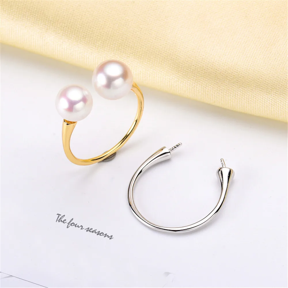 Wholesale Classic 925 Silver Ring Accessories Settings Adjustable Blank Pearl Ring Setting Base For Women Diy Jewelry Making