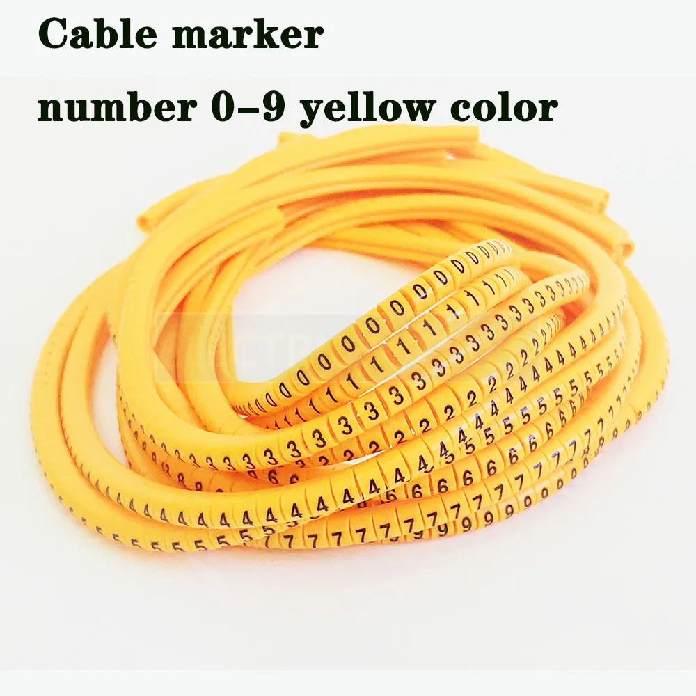 500 шт один желтый рулон для смешанного номера EC-1 Маркер кабельной проводки номер от 0 до 9 для кабеля Размер 2,5 sqmm ПВХ материал