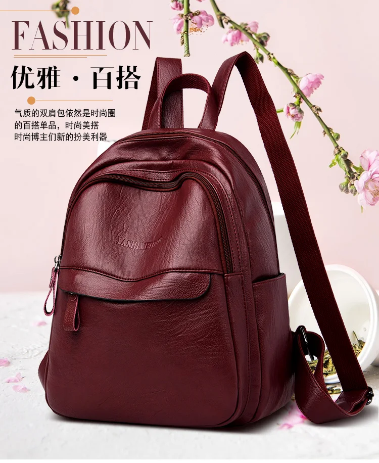 

Kmuysl new stylish simple women's backpack high quality leather backpacks retro style backpacks multi-functional backpacks
