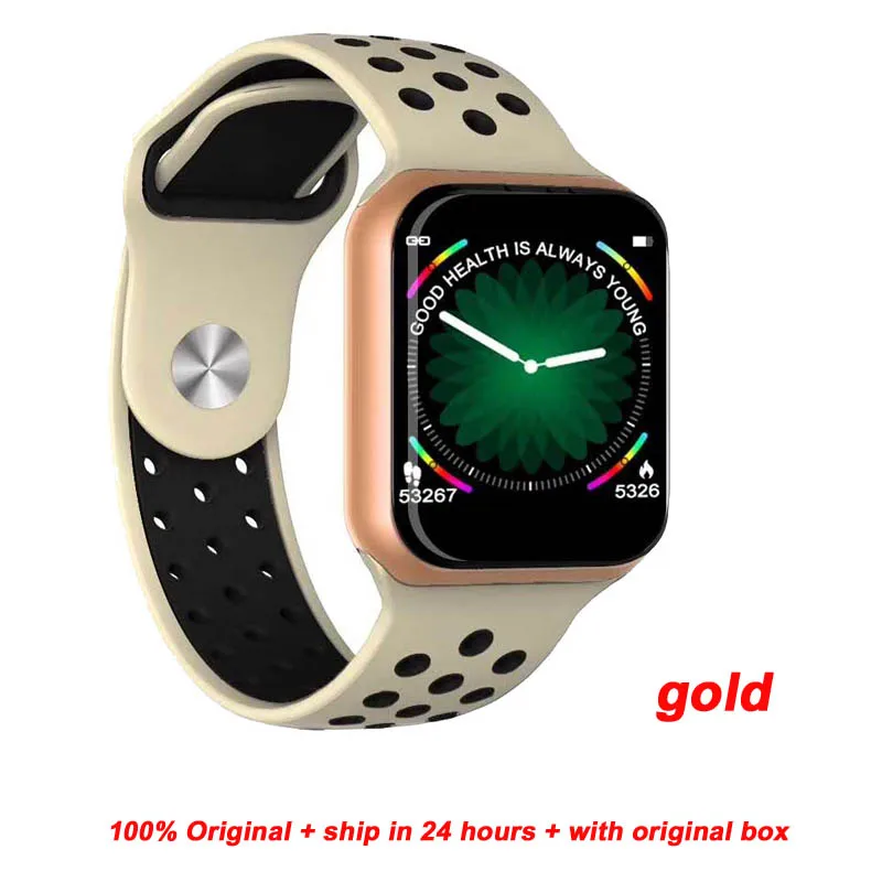 Умные часы F8 Bluetooth монитор сердечного ритма Калории фитнес-трекер будильник IP67 Водонепроницаемый умный браслет для мужчин - Цвет: gold