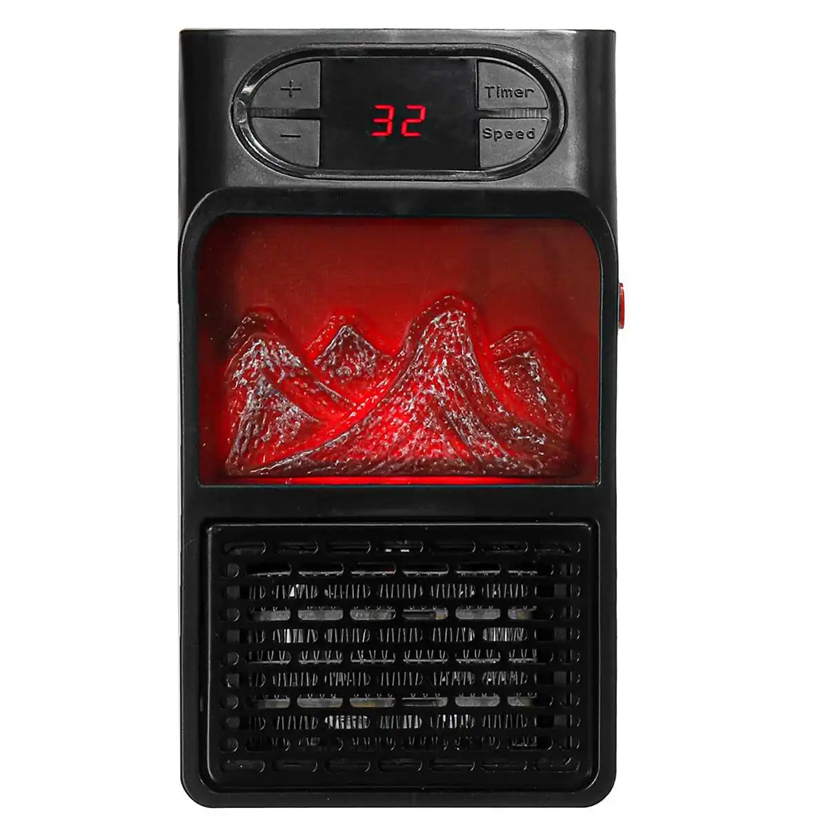 900W Mini Electric Wall-outlet Flame Heater Air Warmer with Remote Control PTC Ceramic Heating Stove Radiator Household Wall Fan