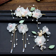 Свадебный головной убор невесты стиль цветок в Корейском стиле повязка для волос Серьги Набор банкет торжественное платье Аксессуары детский головной убор