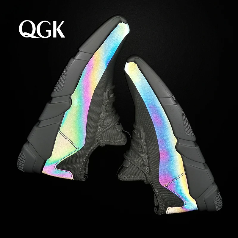 

QGK New Style Men's Casual Shoes Fashion PU Leather Color Mixed Men Footwear Light Breathable Comfortable Outdoor Sneakers