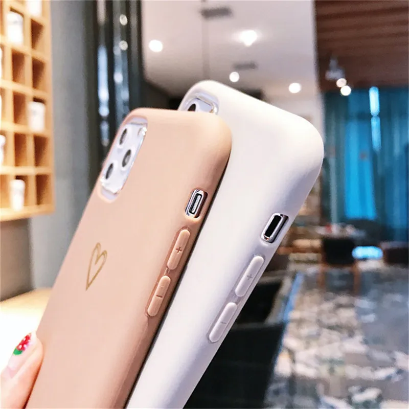 Чехол Lovebay Gold Line Love Heart для iPhone 6, 6 S, 7, 8 Plus, 11 Pro, X, XR, XS Max, простой мягкий чехол для телефона, TPU, задняя крышка