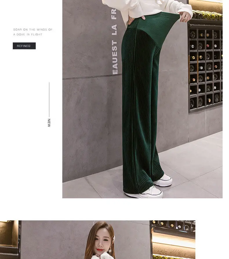 Pregnancy Abdominal Corduroy Pants Boyfriend Trousers Maternity Pants For Pregnant Women Clothes High Waist Trousers Loose Pants