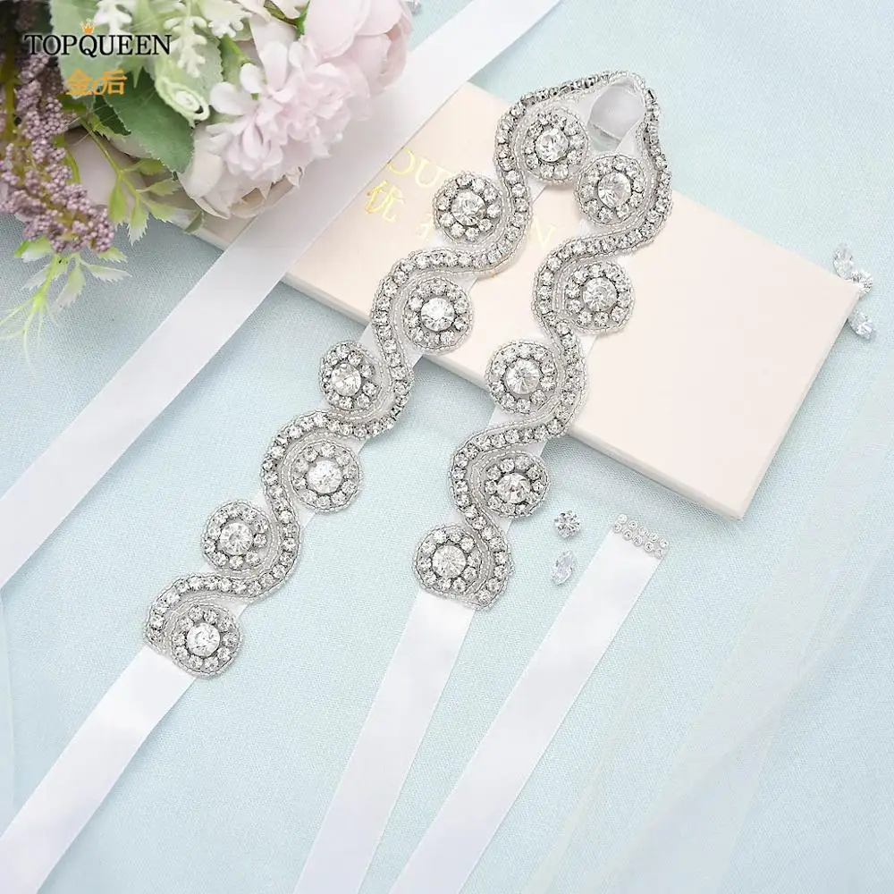 TOPQUEEN S10 Diamond belts for Women Marriage Bridal Belts Crystal Rhinestone Wedding Sash