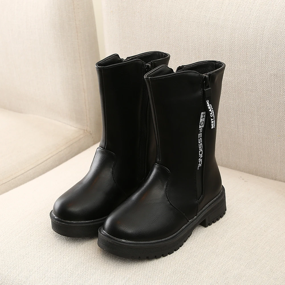 

Winter Fashion Quality Leather Girls Boots Shoes Thickened sole Comfortable inner girls snow boots shoe for kids children' boots