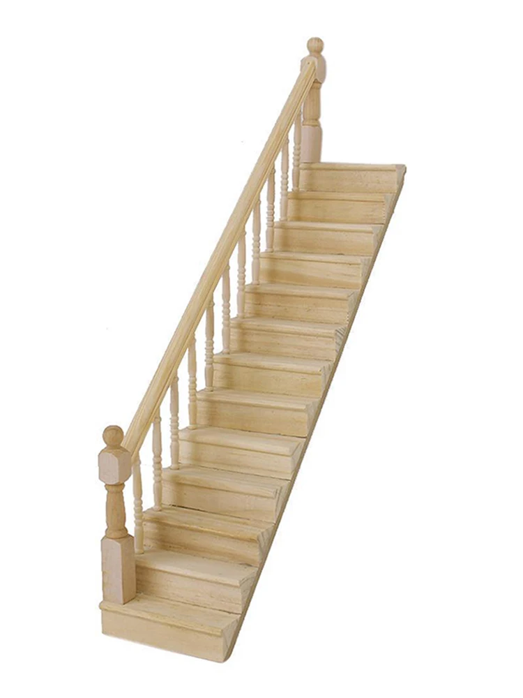 1:12 Mini Handrail Stair Model Dollhouse Wooden Miniature Furniture Staircase for Bed Pot Birdcage