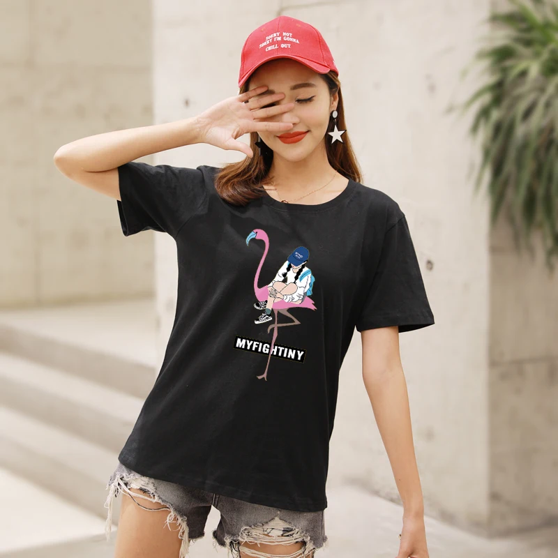 Новинка, женская летняя футболка с коротким рукавом, хлопковые футболки Harajuku, футболка с принтом, топ, футболки, модная повседневная черная футболка - Цвет: Color29