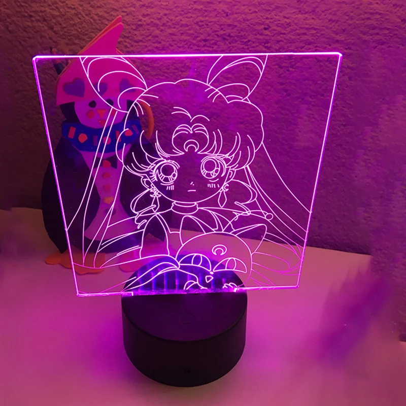 Sailor Moon Led Night Light for Girls Bedroom Decor Light Touch Sensor Rgb Colorful Nightlight Anime Characters Led Table Lamp