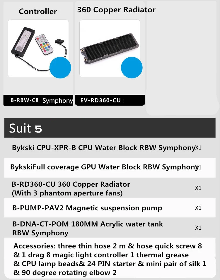 Bykski комплект водяного охлаждения cpu+ GPU шланг с водяным охлаждением комплект радиатор т вируса резервуар Сплит B-HSRBW-ED