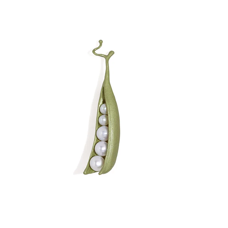 Pea brooch copper paint European and American INS wind ladies retro fashion fresh water pearl image_0