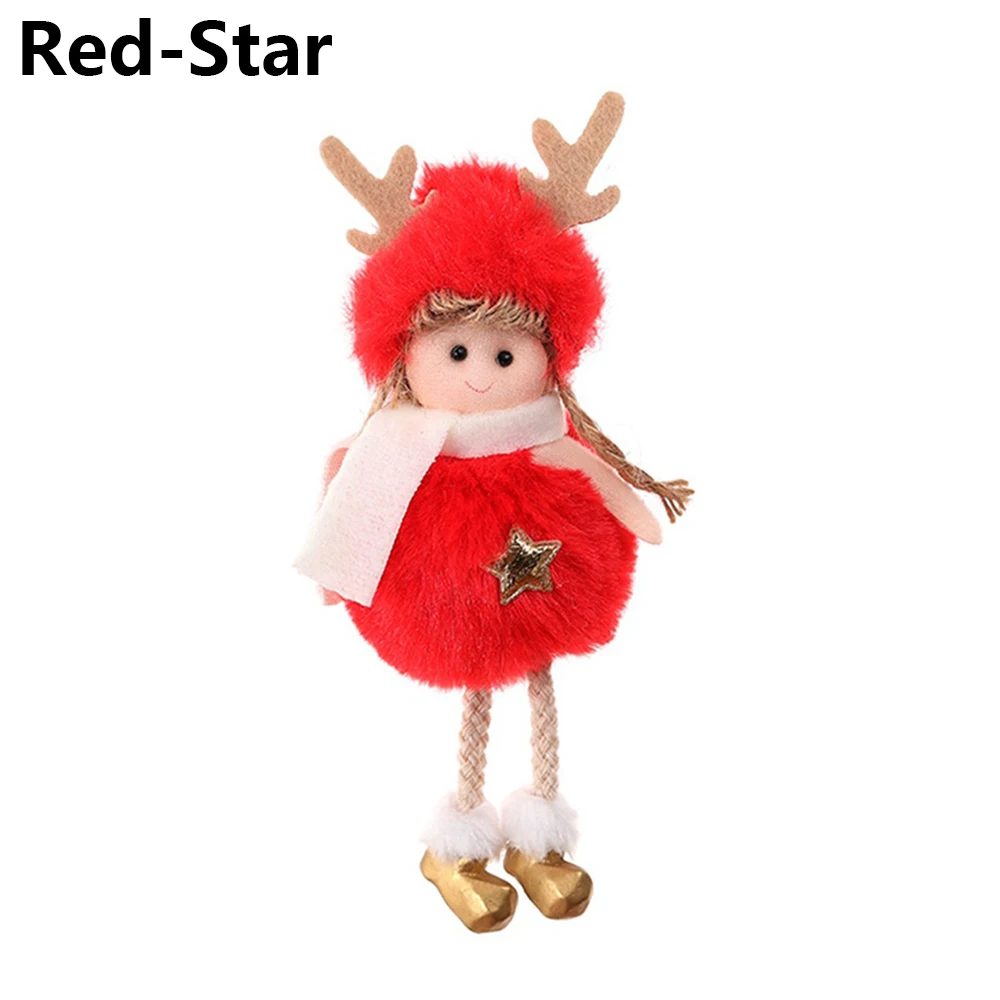 Креативный Ангел плюшевая кукла игрушка Рождественская елка украшение висячий кулон рога девушка висячие украшения Рождественский домашний декор - Цвет: red-star