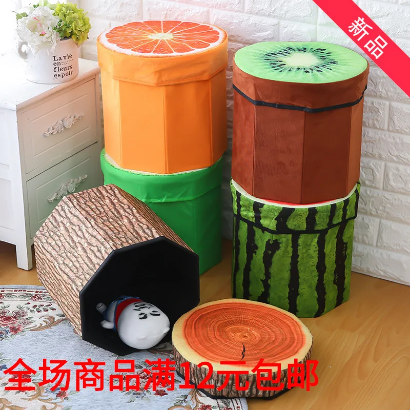 

Creative wan ju deng Storage Stool Velvet Cotton Cloth Stool Fruit Cotton Cloth Box Small Cotton Cloth Footstool Storage Box