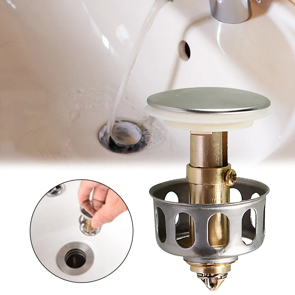 Universal Wash Basin Bounce Drain Filter Pop Up Bathroom Toilet Sink Drain Plug/ 