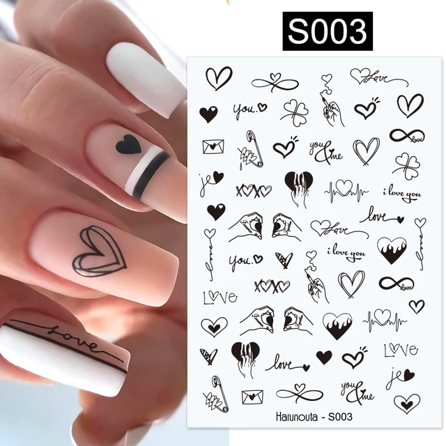 Black White Butterfly 3D Nails Sticker Geometry Decals Flower Gold DIY Decals Designs For Nail Art Manicures Decorations Salon S003