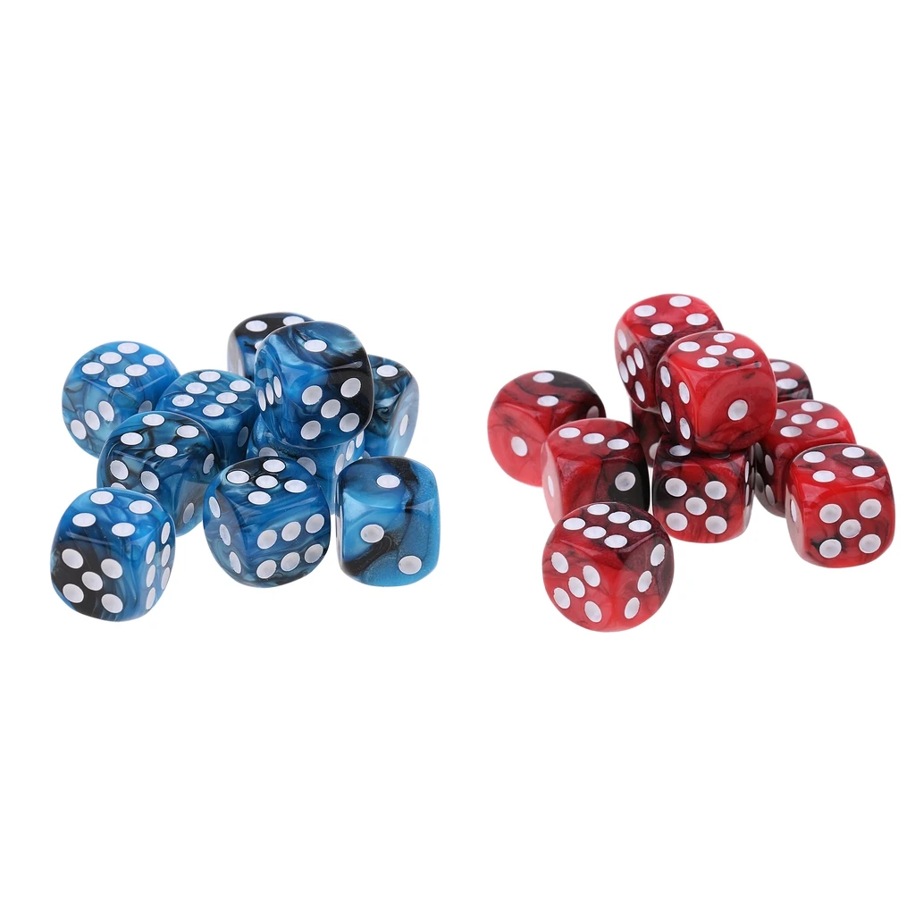 20Pcs Acrylic Six Sided Dotted Dice Dies TRPG for Dungeons and Dragons Props
