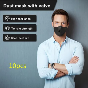 

10pcs Black Mouth Mask Anti Dust Mask Activated Carbon Filter Windproof Mouth-Muffle Bacteria Proof Flu Face Masks Care