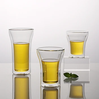 

80-650ml glass Coffee mug Heat-resistant double glass transparent mug tea Milk Lemon Juice drinking cup handle Drin