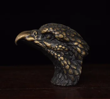 

Chinese Folk Feng Shui Pure Copper Bronze Bird King Eagle hawk Head Art Statue