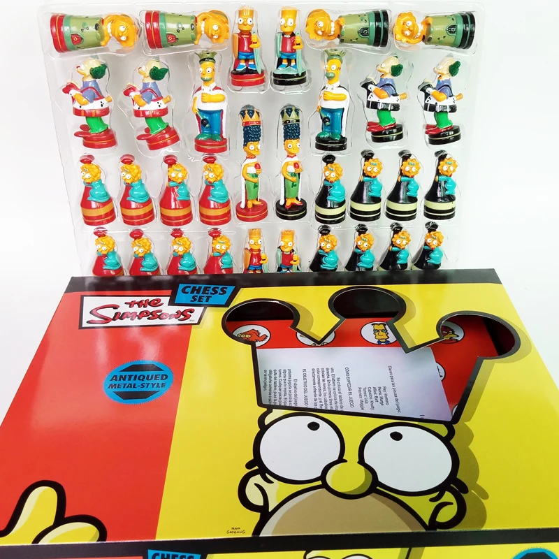 

Cartoon Character Chess Set Simpson Chess Set Homer Bart doll Chess Set The Playful Color Puzzle Game Children Chess Set