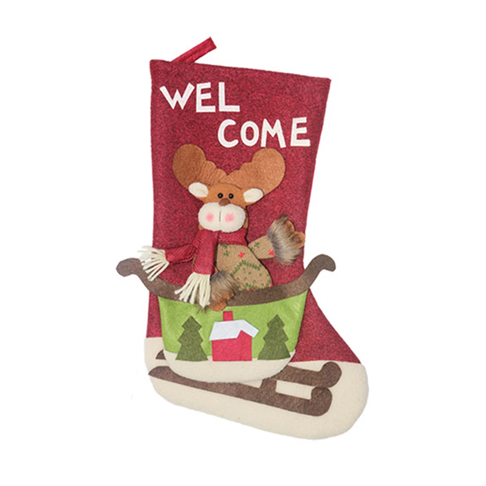 Christmas Stocking Hanging Ornaments Candy Apple Gift Bag Sock For Home Xmas New Year Party Pendant Decoration Supplies S27