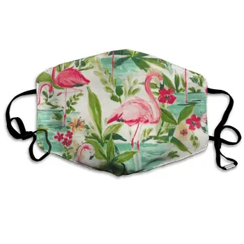 

Mouth Mask Flamingo Bird Green Leaf Print Masks - Breathable Adjustable Windproof Mouth-Muffle, Camping Running for Women and