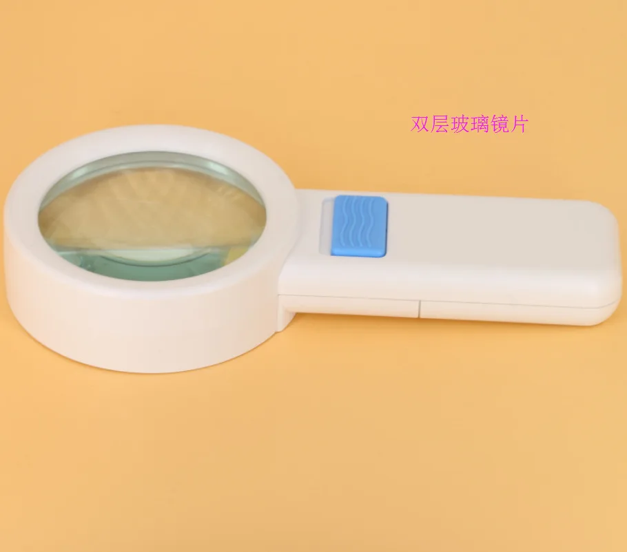 

Double Optical Glass Lighting Jewelry Magnifier Elderly People Newspaper Reading Magnifing Glass with LED Light Jewel Loupe 8x