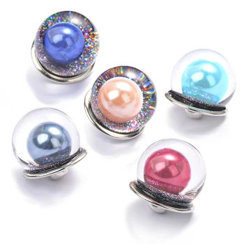 

Wholesale 10pcs/lot Colorful Glass Ball 18MM Snap Buttons Fit Snap Bracelet Snap Jewelry Dome Microscopic Pearl VN-2092*10