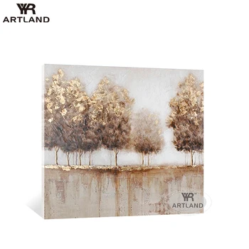 

Original disign abstarct gold forest trees Handmade oil painting on canvas wall art picture for living room bedroom no framed