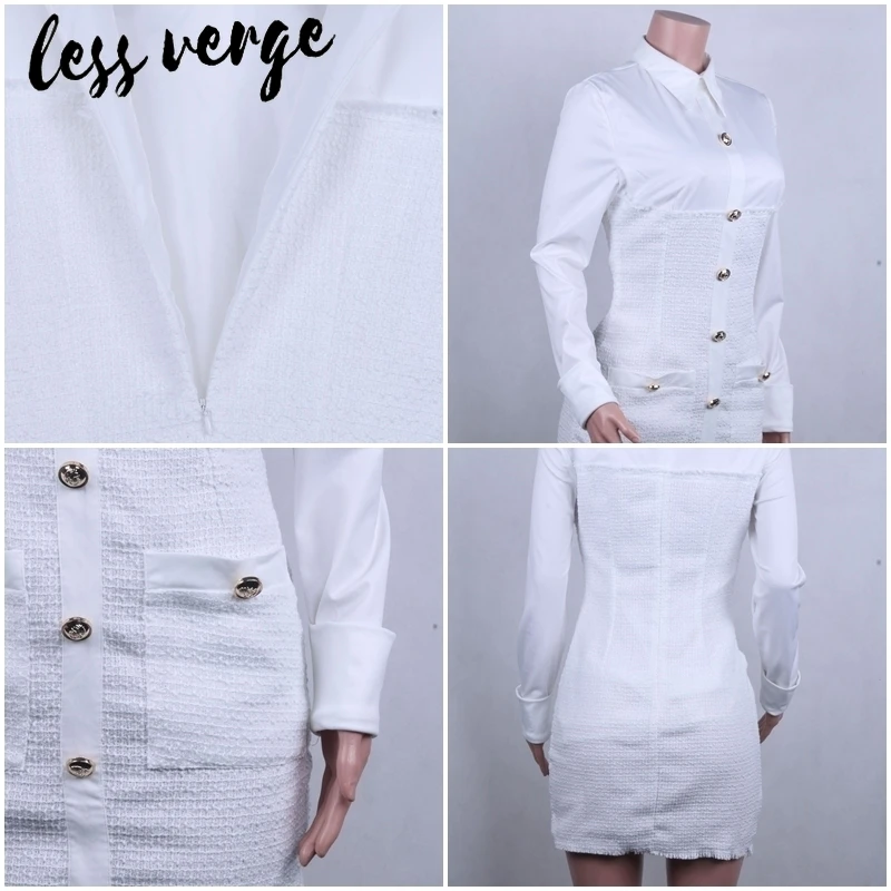 Lessverge элегантное офисное женское твидовое платье-Блейзер, женское однобортное мини облегающее платье с кисточками и карманами, зимнее платье размера плюс
