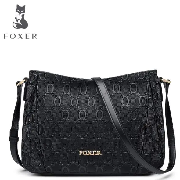 FOXER, Брендовая женская сумка, модная, на цепочке, тиснение, коровья кожа, сумка через плечо, сумка-мессенджер для женщин, женские сумки на плечо