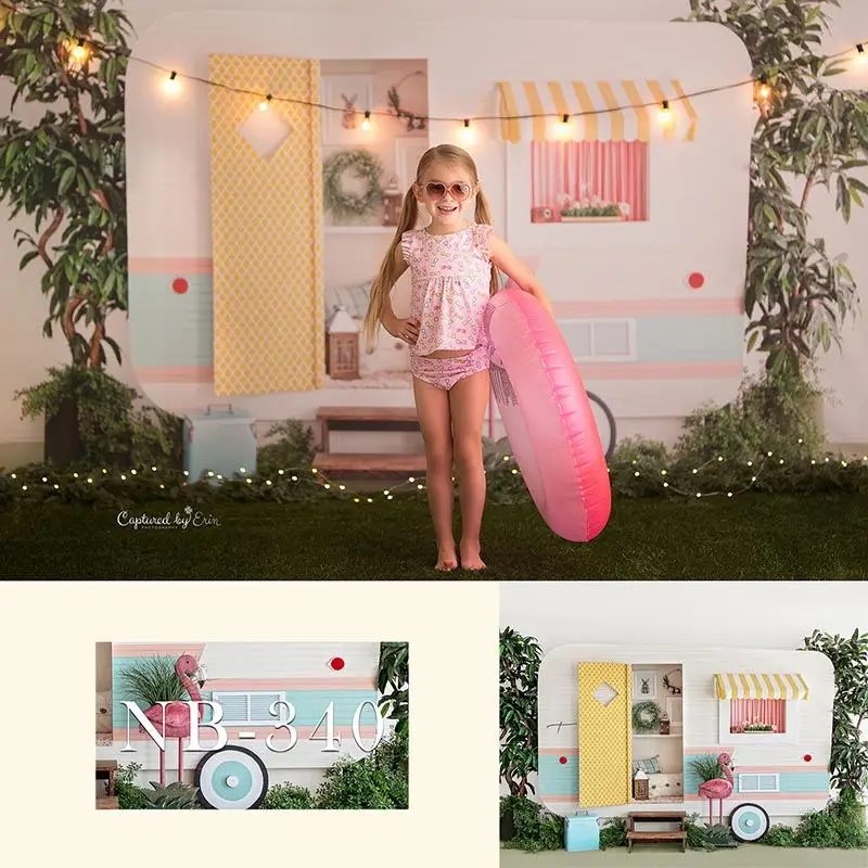 Summer Theme Flamingo Photography Backdrops RV Decoration Children's Birthday Photo Props Studio Booth Background | Электроника