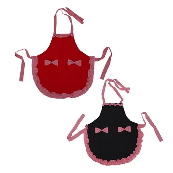 

2 Pcs Apron Princess Rural Style Cotton Grid Pattern Working Chefs Kitchen Cooking Cook Women Ladies Fancy Maid Set Apron with B