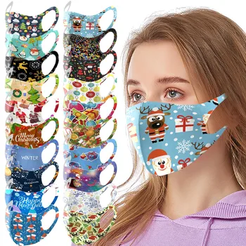 

20pcs Reusable Fabric Face Mask mascarilla navidad reutilizables lavables Christmas Face Mask masque Dustproof Protection
