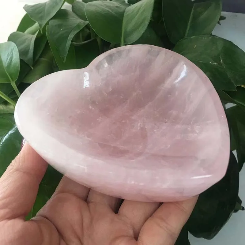 

Free Shipping Natural Crystal Rose Quartz Bowl Shape Crystal Hand Carved Rough Stone Healing Gemstone Decor XY