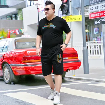 

Plus Fat Increase Code Short Sleeve Summer Dress Trend Leisure Sports Suit Fat Super Large Size Short Sleeve Two-piece Set