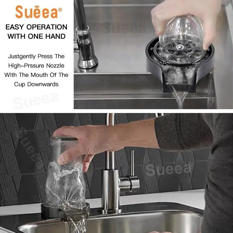 Sueea® Rinser Automatic Glass Cup Washer High Pressure Bar Kitchen Beer Milk Tea Cup Cleaner Sink Accessories 4